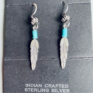 Q.T. Quoc Native American Turquoise Feather Bead Sterling Silver Dangle …